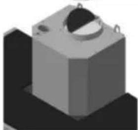 3D rendered mechanical component with a circular top and mounting base (no text or symbols)
