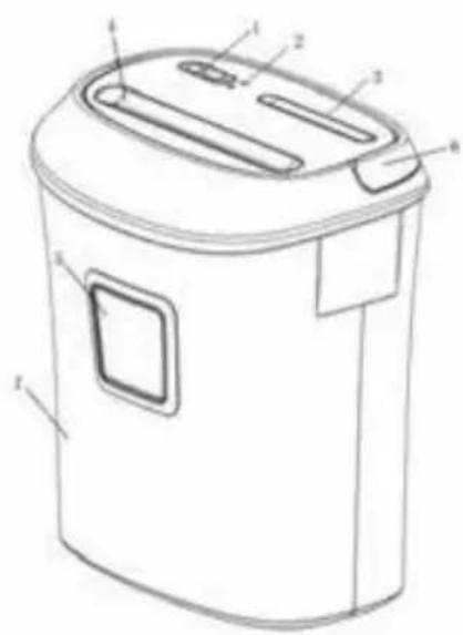 Technical line drawing of a portable air purifier with labeled components