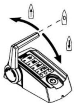 Diagram illustrating a device with directional arrows and labeled components, possibly indicating motion or signal flow.