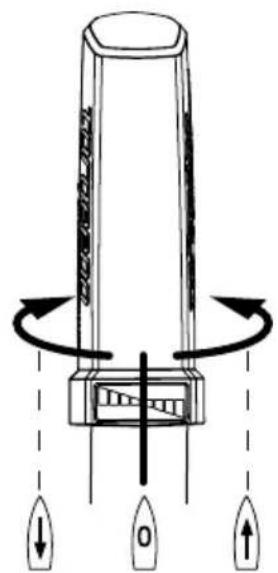 Diagram illustrating a mechanical or electrical component with directional arrows and labeled points, likely for motion or assembly.