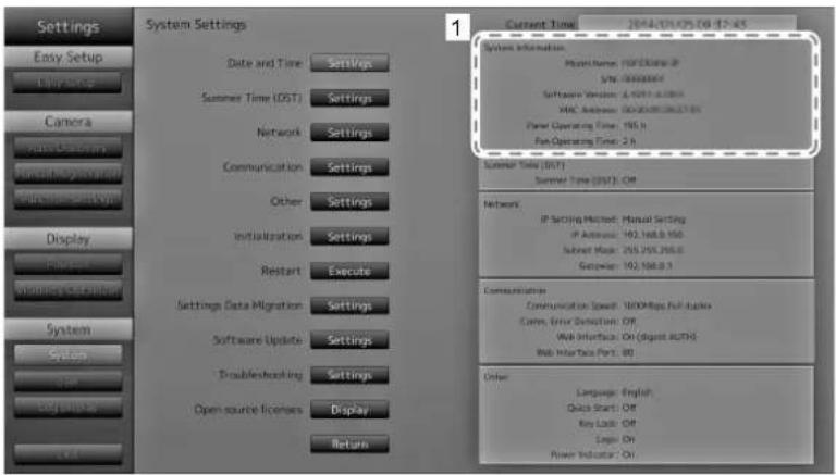 EIZO FDF2304W-IP - Confirmation de la version du logiciel - 1
