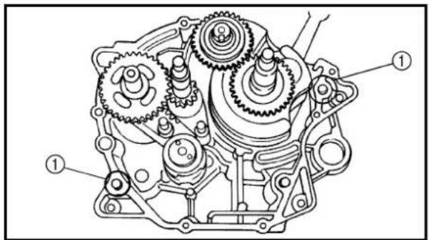 Technical diagram of a mechanical gear assembly with numbered components labeled ①