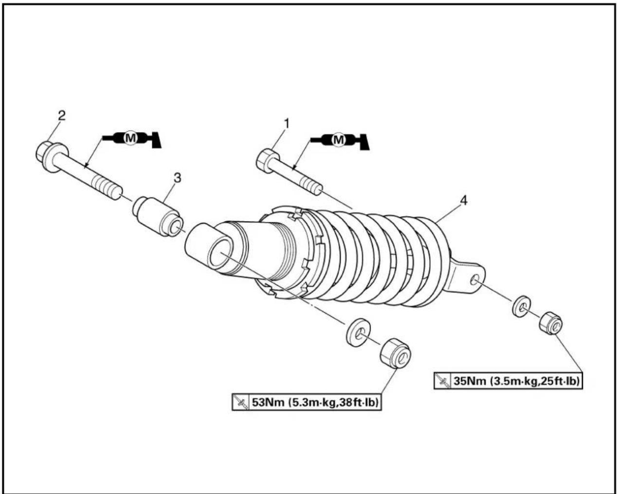2 M 1 M 3 4 53Nm (5.3m·kg,38ft·lb) 35Nm (3.5m·kg,25ft·lb)