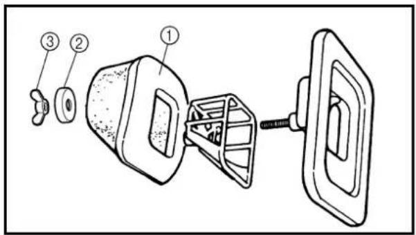 Technical diagram of a mechanical device with numbered components, likely illustrating a disassembly or assembly process.