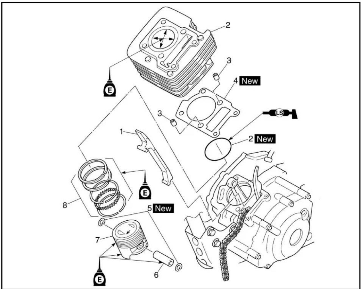 YAMAHA TT-R125E (2004) - CYLINDER AND PISTON - 2