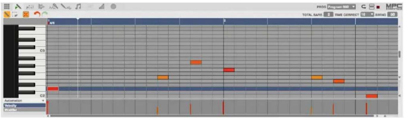 PROG Program 000 C2 MPC TOTAL SANS 2 TIME CORRECT 16 SWING 50 Automation Velocity Modifier