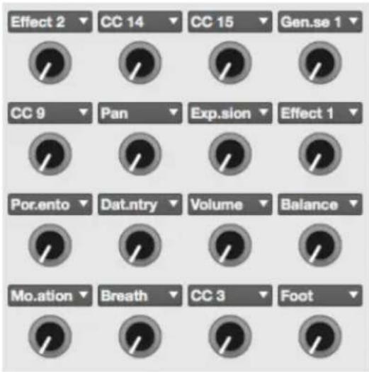 Effect 2 CC 14 CC 15 Gen.se 1 CC 9 Pan Exp.sion Effect 1 Por.ento Dat.ntry Volume Balance Mo.ation Breath CC 3 Foot
