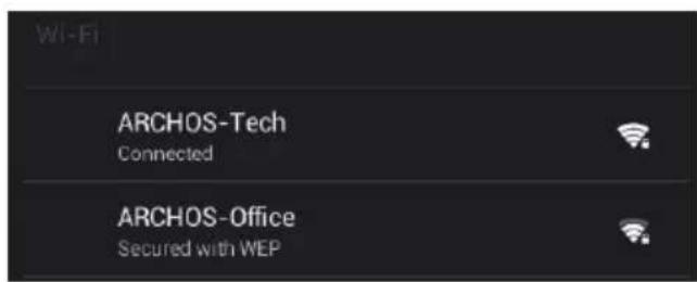 Wi-Fi ARCHOS-Tech Connected ARCHOS-Office Secured with WEP