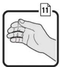 Illustration of a hand making a gesture with a numbered label (11) above it, enclosed in a rounded rectangular frame (no text or symbols on the hand or background)