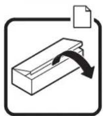Simple line drawing of a document being inserted into a box, with arrows indicating direction (no text or symbols)