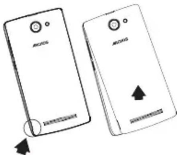 Two smartphones shown side by side, one with a circular button and the other with an upward arrow (no text or symbols on the devices themselves)