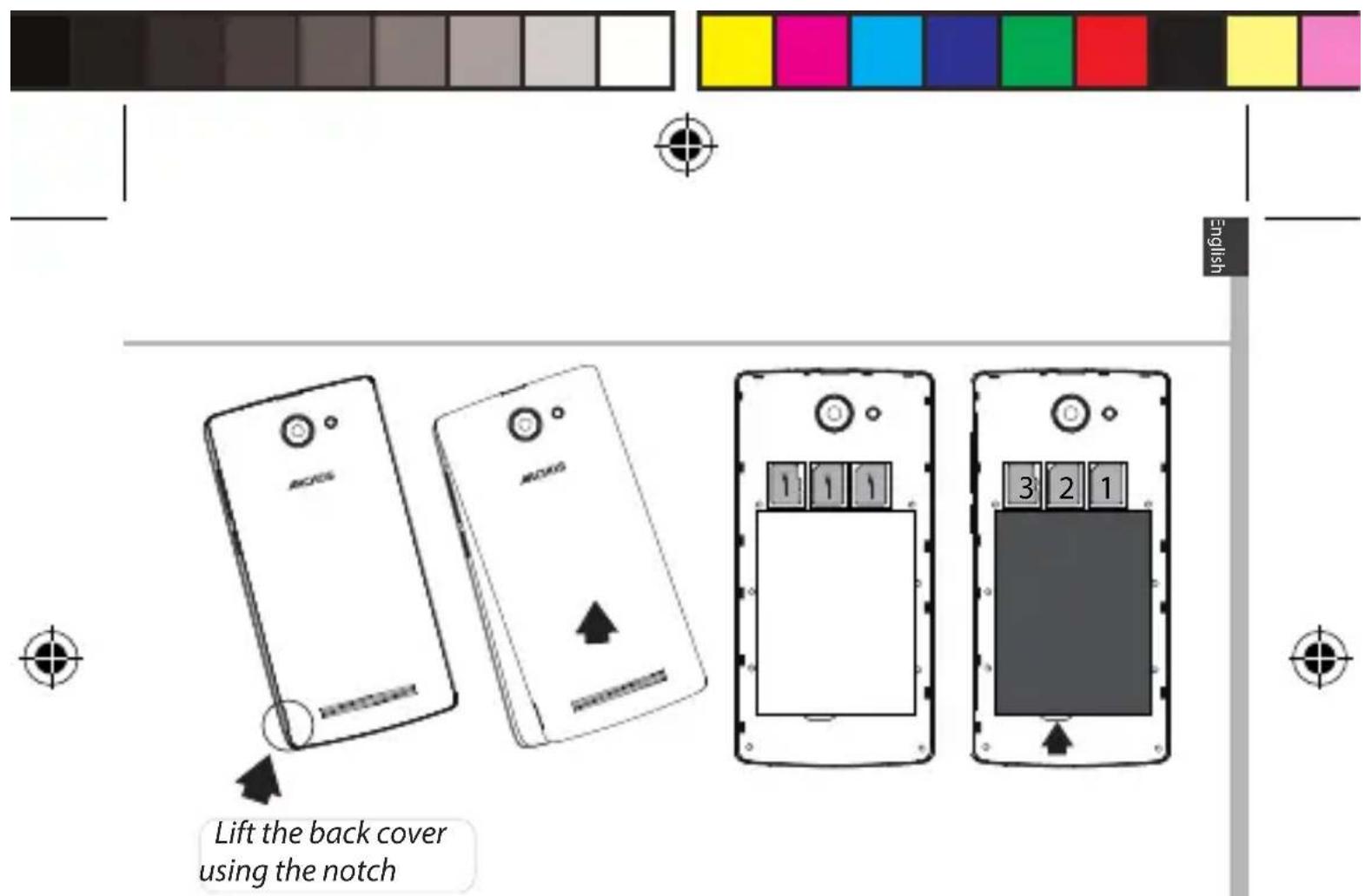 Lift the back cover using the notch