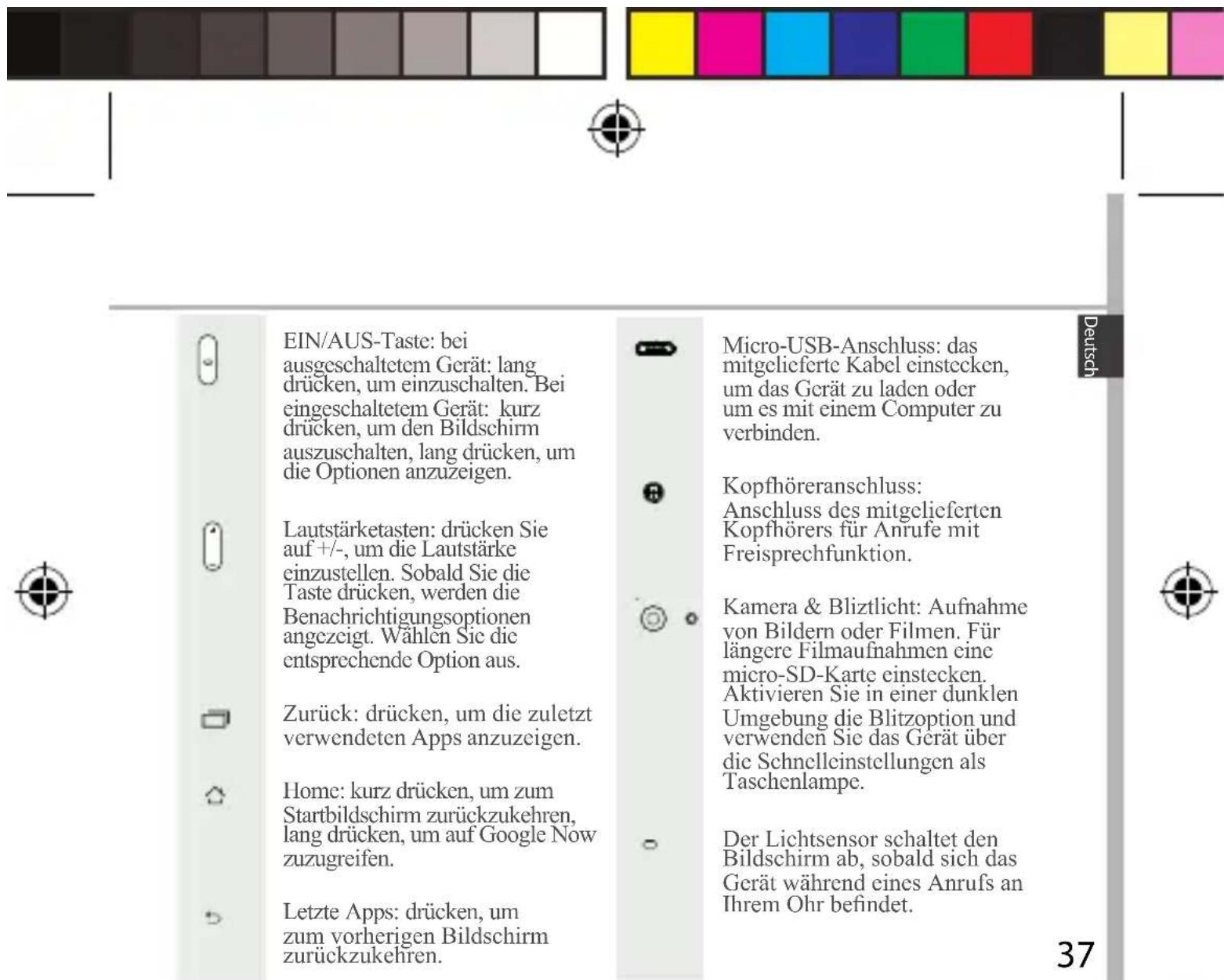 EIN/AUS-Taste: bei ausgeschaltetem Gerät: lang drücken, um einzuschalten. Bei eingeschaltetem Gerät: kurz drücken, um den Bildschirm auszuschalten, lang drücken, um die Optionen anzuzeigen. Lautstärketasten: drücken Sie auf +/-, um die Lautstärke einzustellen. Sobald Sie die Taste drücken, werden di…
