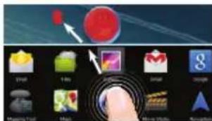 Screenshot of a mobile app interface showing app icons with Chinese labels and a finger pointing to the button.