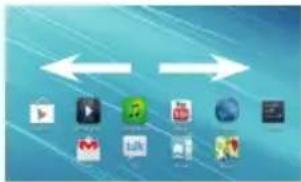 Screenshot of a media app interface showing bidirectional arrows between icons for video, music, and news content.