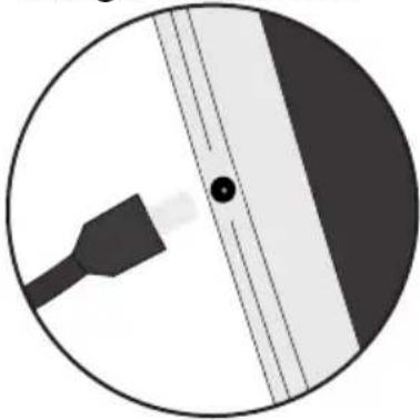 Circular diagram showing a connector inserted into a device, with no visible text or symbols.