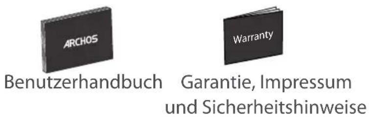 ARCHOS Garantie Benutzerhandbuch, Garantie, Impressum und Sicherheitshinweise