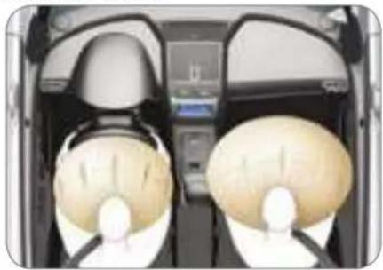 Interior view of a car showing two identical seats with headsets and a central touchscreen (no visible text or symbols)