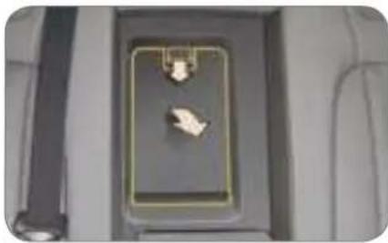 Top-down view of a car trunk with two small objects, possibly accessories or items, placed on a dark surface (no visible text or symbols)