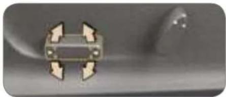Close-up of a metallic mechanical component with four curved arrows pointing inward, against a gray background (no text or symbols visible)