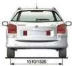 Front view of a silver car with red highlights and side mirrors, shown in top and front views (no text or symbols on the car itself)
