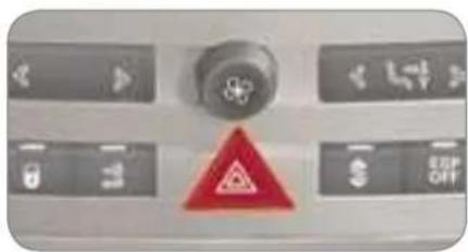 Control panel with warning symbol and navigation buttons, including a red triangular warning sign