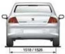 Front view of a silver sedan with red headlights and a full height dimension labeled (no text or symbols on the car itself)