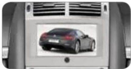 Front view of a car with a rear parked car, mounted on an air vent (no visible text or symbols)