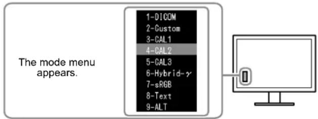 The mode menu appears.