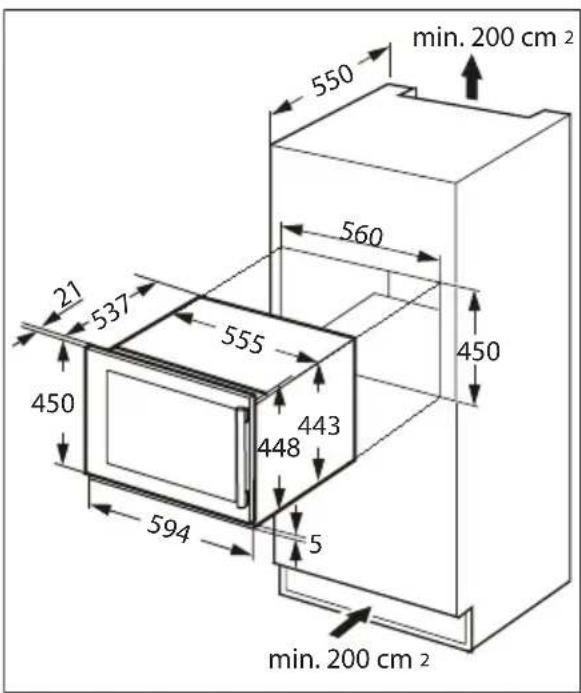 min. 200 cm 2 550 560 450 21 537 555 443 448 450 594 5 min. 200 cm 2