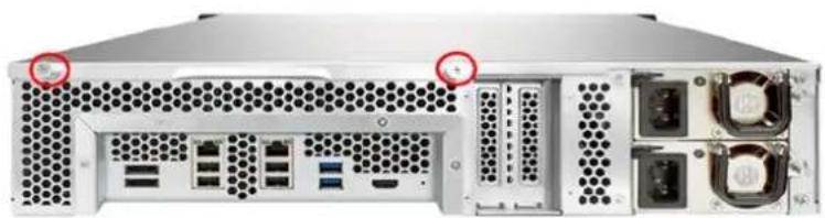 Front view of a server rack with ventilation grilles and drive units (no visible text or labels)