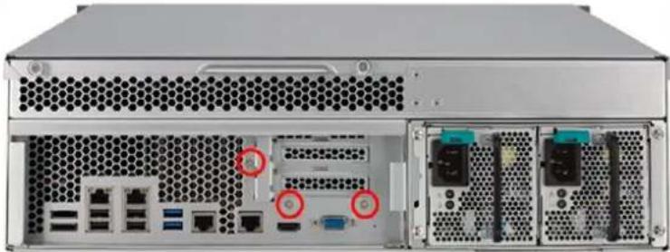 Front view of a server rack with multiple ports and connectors, showing internal hardware layout (no visible text or labels)