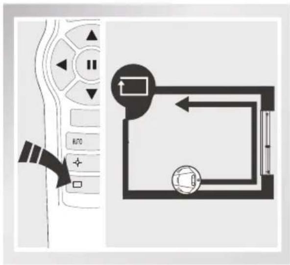 Diagram showing a remote control interface with directional buttons and a door mechanism diagram.