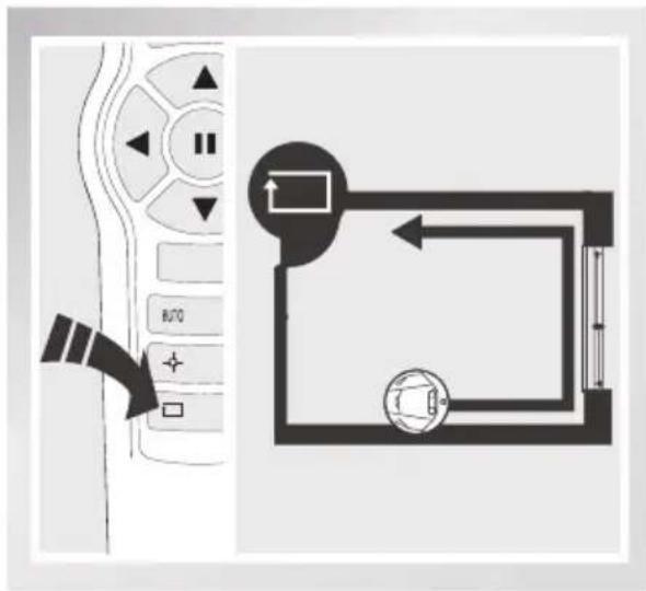 Diagram showing a remote control interface with directional buttons and a door mechanism diagram.