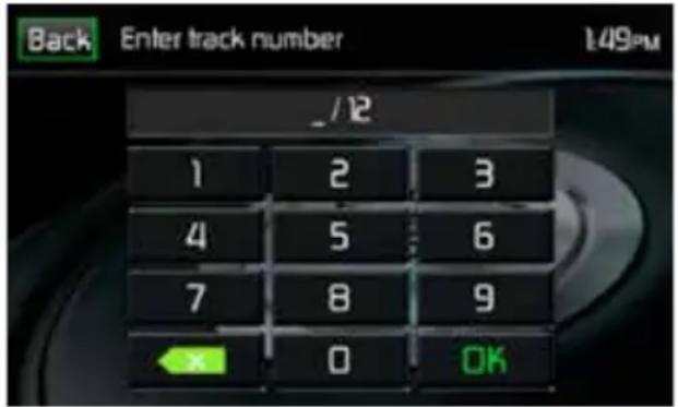 Back Enter track number 1/49PM _/2 1 2 3 4 5 6 7 8 9 x 0 OK