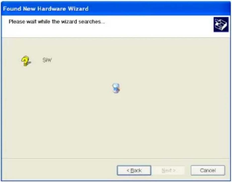 Found New Hardware Wizard Please wait while the wizard searches... SIV < Back Next > Cancel