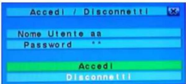 Accedi / Disconnetti Nome Utente aa Password ** Accedi Disconnetti