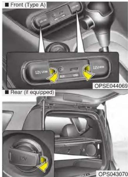 ■ Front (Type A) 12V LDCM 12V LDCM ■ Rear (if equipped) OPSE044069 12V OPS043070