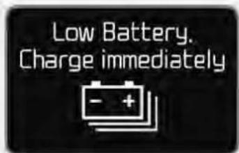 Low Battery. Charge immediately