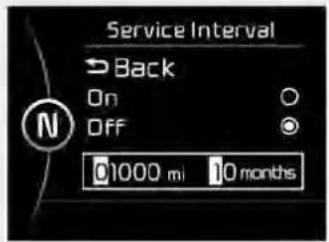 Service Interval Back On OFF 01000 mi 10 months