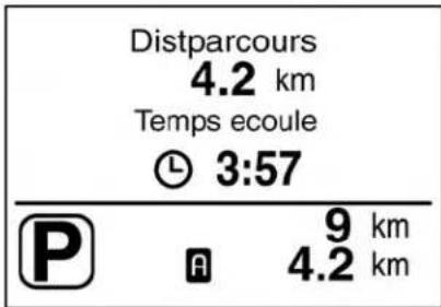 Distparcours 4.2 km Temps ecoule 3:57 P 9 km A 4.2 km