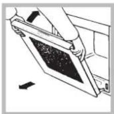Diagram of a hand holding a rectangular object with a dark textured surface, possibly a device or panel (no text or symbols visible)