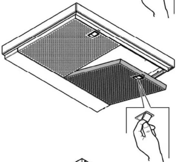 Diagram of a window grating device with a hand inserting a clip into it.