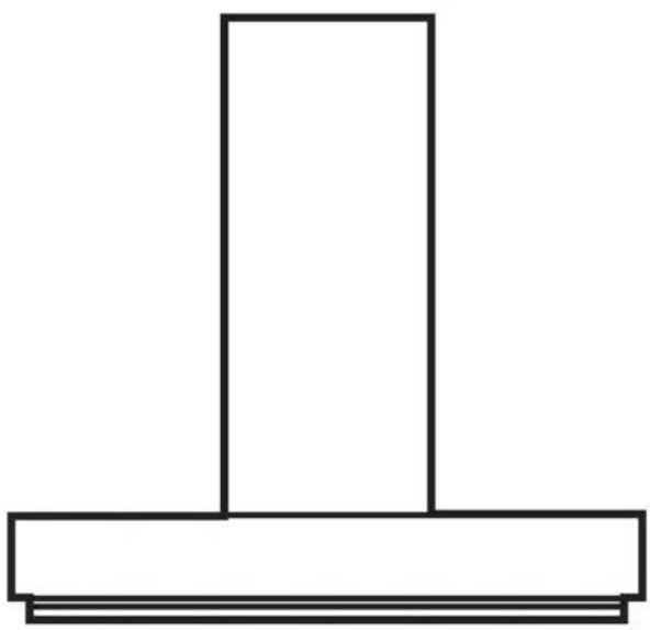 Simple line drawing of a T-shaped object with a vertical rectangle on top and two horizontal plates below (no text or symbols).