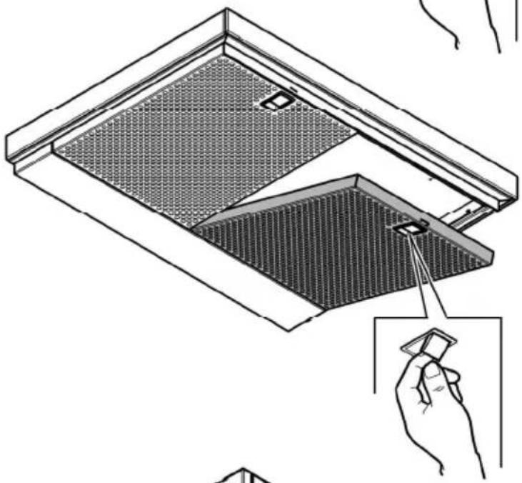 Diagram of a window grater with a hand inserting a tool into the tray (no text or symbols)