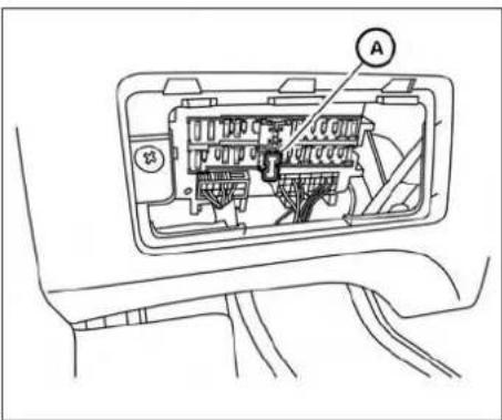 Technical diagram of an internal electrical switch or motor panel with labeled component A and connection points