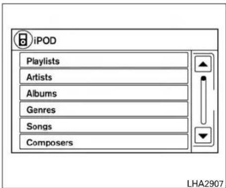 iPOD Playlists Artists Albums Genres Songs Composers LHA2907