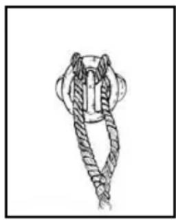 Simple line drawing of a rope tied around a circular object (no text or symbols)