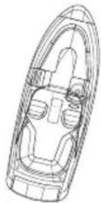 Technical line drawing of a boat hull with visible structural components (no text or labels)