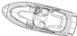 Technical line drawing of a boat hull with visible structural components (no text or labels)
